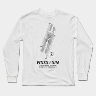 Airport Map Series - WSSS/SIN (Changi Airport, Singapore) Long Sleeve T-Shirt